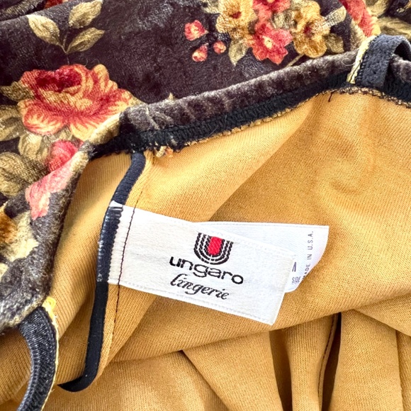 Vintage UNGARO LINGERIE Stretch Velour Body Suit in Floral Print - M - Picture 5 of 12